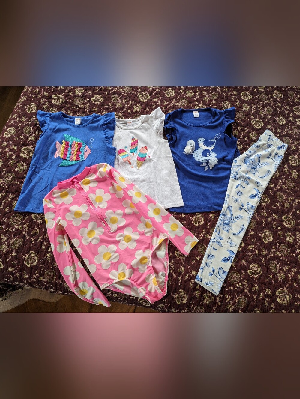 Gymboree Lot 3 T-shirts, 1 Leggings, 1 Swimsuit - Girls Size 10
